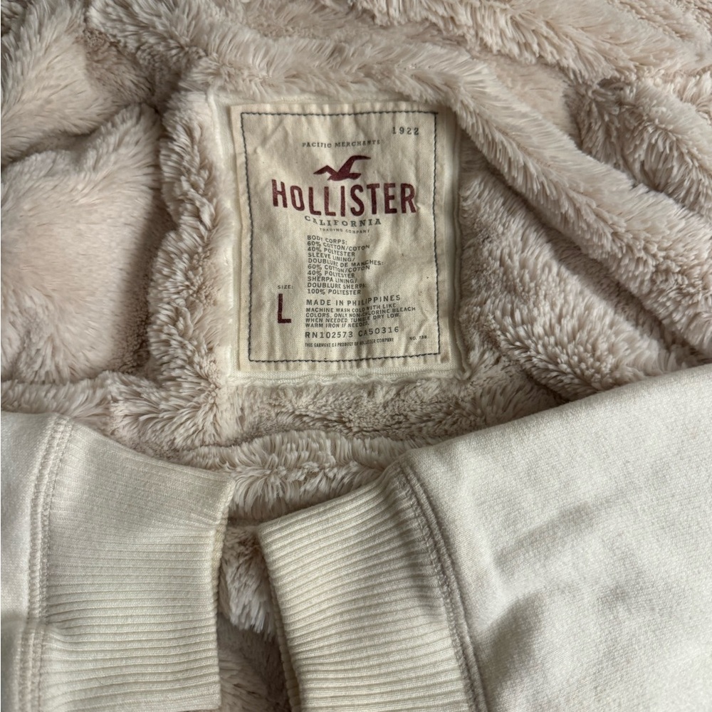 Hollister Y2K Vintage Fur Lined Hoodie-Cream - Picture 6 of 7